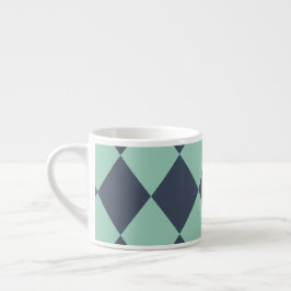Navy- en groen diamantpatroon espresso kop