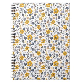 Navy en Mosterd Gele Ditsy Bloemen Notitieboek
