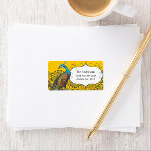 Navy en Mosterd Pauw Liefdesvogel RSVP Label