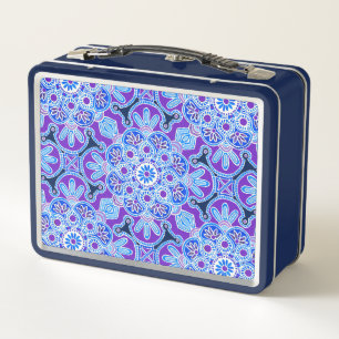 Navy en Paarse tegel Print Lunch Box
