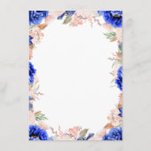 Navy en Pink Floral bruiloft informatie gast Informatiekaartje (Achterkant)