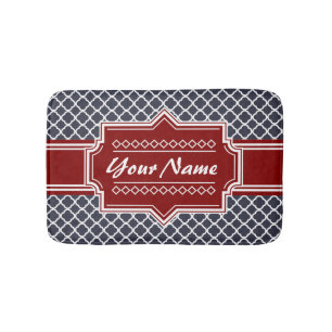 Navy en Red Quatrefoil op maat gemaakt Badmat