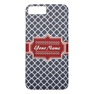 Navy en Red Quatrefoil op maat gemaakt iPhone 8 Plus / 7 Plus Hoesje