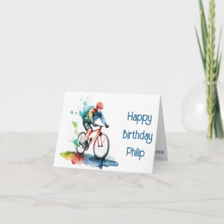 Navy en rode fietser Verjaardag Kaart