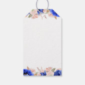 Navy en Roze Bloemen Waterverf Bruiloft Cadeaulabel (Achterkant)
