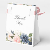 Navy en roze blush bloesem bruiloft gunst doos bedankdoosjes (Achterkant)