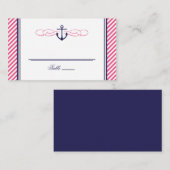 Navy en roze nautische anker bruiloft escort Kaart Plaatskaartje (Voorkant / Achterkant)