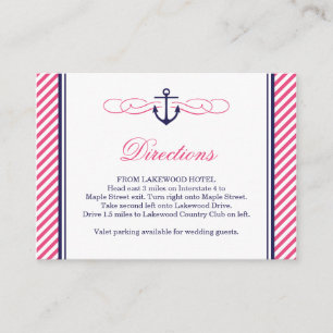 Navy en roze nautische anker bruiloft invoegen Kaa Informatiekaartje