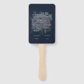 Navy en roze pioen bruiloft handwaaier (Achterkant)