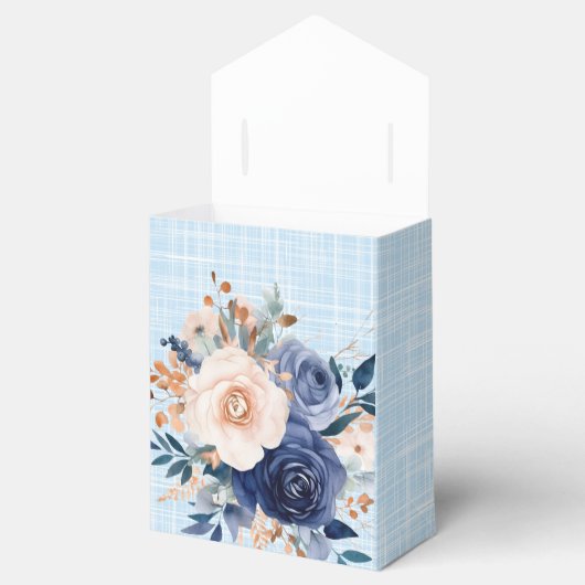 Navy en Roze Waterverf Florals Bruiloft Bedankdoosjes (Geopend)