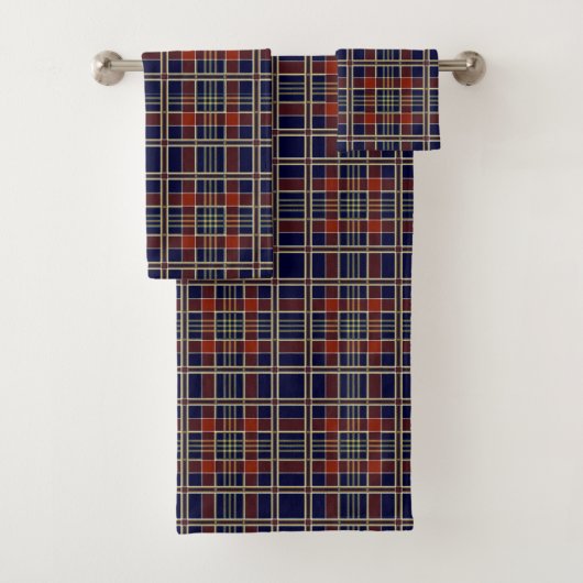 Navy en Rust Pset Bad Handdoek (Insitu)