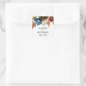 Navy en Rust Waterverf Bloemen bruiloft gunst Vierkante Sticker (Tas)