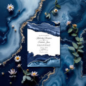 Navy en Silver Agate Wedding Kaart