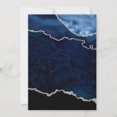 Navy en Silver Agate Wedding Save The Date (Achterkant)