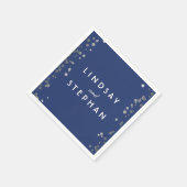 Navy en Silver Confetti Stippen bruiloft Servet (Hoek)