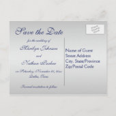 Navy en Silver Floral Save the Date Briefkaart (Achterkant)