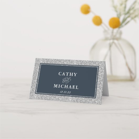 Navy en Silver Glitter gepersonaliseerd (Achterkant)