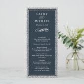 Navy en Silver Glitter gepersonaliseerde Menu Kaar (Staand voorkant)