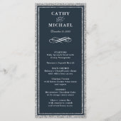 Navy en Silver Glitter gepersonaliseerde Menu Kaar (Voorkant)