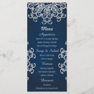 Navy en Silver Indian Style Menu Kaarten