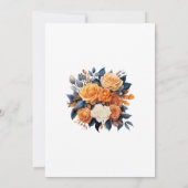 Navy en Sinaasappel Bloemen bruiloft Save The Date (Achterkant)