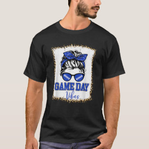 Navy en White Game Day Vibes Football Vrouwen Leop T-shirt