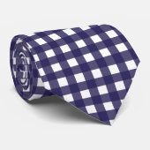 Navy en White Gingham Stropdas (Opgerold)