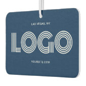 Navy en White Modern Rechthoekige Logo en foto Luchtverfrisser (Links)