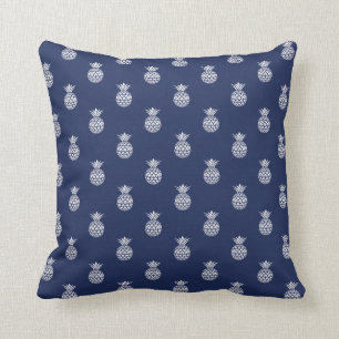 Navy en White Pineapple Kussen