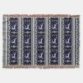 Navy en witte alpine patroon rendieren - Monogram Deken (Voorkant)