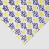 Navy en witte citroen damast patroon tissuepapier (Detail)