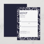 Navy en Witte Elegante RSVP Kaart (Voorkant / Achterkant)