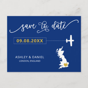 Navy England Scotland Wedding Save the Date Vereni Briefkaart