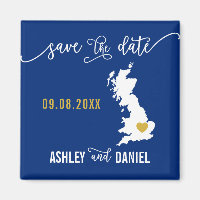 Navy England Wedding Save the Date Scotland Map