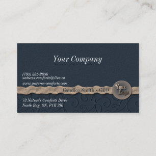 Navy Fabric & Ribbon-Visitekaartje Visitekaartje