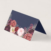Navy Fall Marsala Peony Mariage Tente Place Cartes (Back)