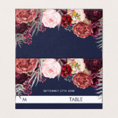Navy Fall Marsala Peony Mariage Tente Place Cartes (Outside Unfolded)