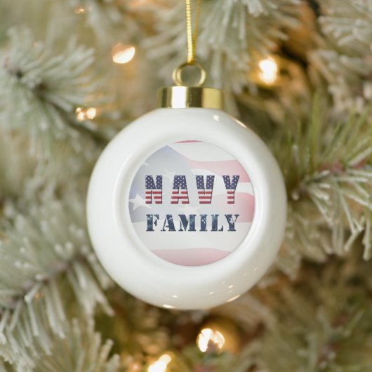 Navy Familie Kerstmis Keramische Bal Ornament (Boom)