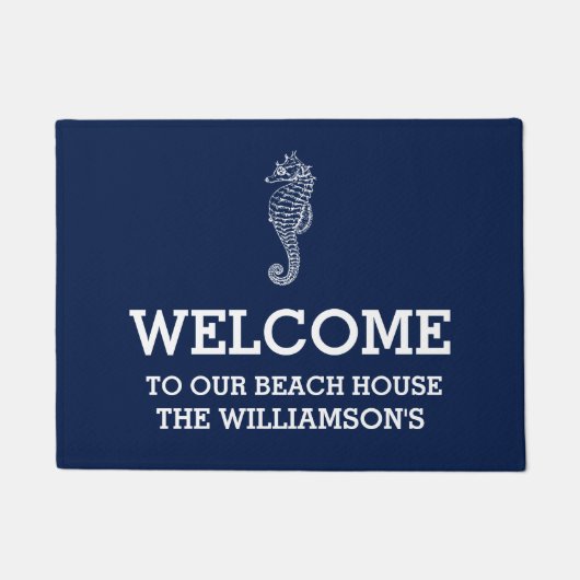 Navy Family Name Beach House | Seapaard Deurmat (Voorkant)