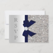 Navy Faux Bow Silver Sequins Diamond RSVP (Devant)