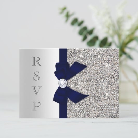 Navy Faux Bow Silver Sequins Diamond RSVP (Debout devant)