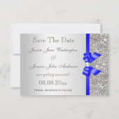Navy Faux Bow Silver Sequins slaat de datum op Save The Date (Achterkant)