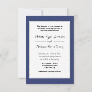 Navy & Faux Glitter Cadre - Invitation de mariage