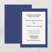 Navy & Faux Glitter Cadre - Invitation de mariage  (Devant / Derrière)