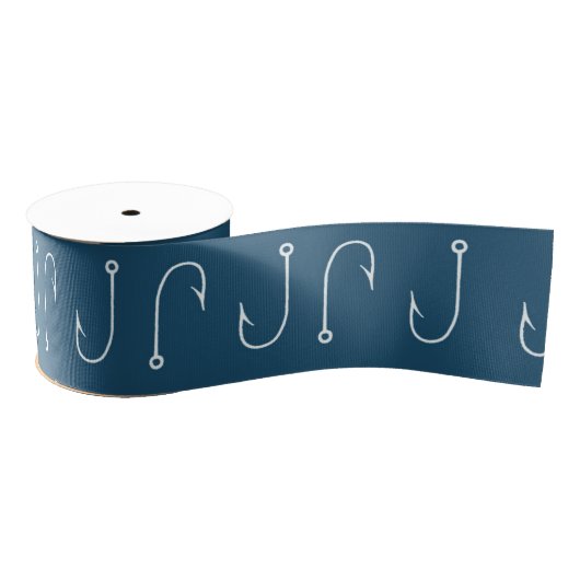 Navy Fish Hooks Ribbon Grosgrain Lint (Spoel)