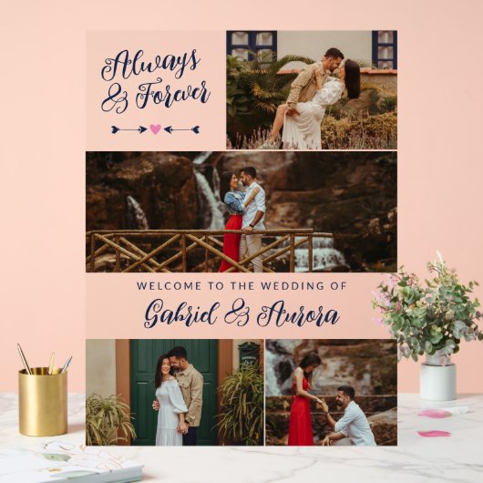 Navy Flèche Photo Collage Toujours Pour Toujours B (Mariage)