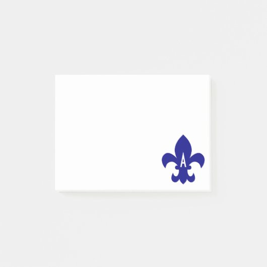 Navy Fleur de Lis Monogram Post-it® Notes (Voorkant)