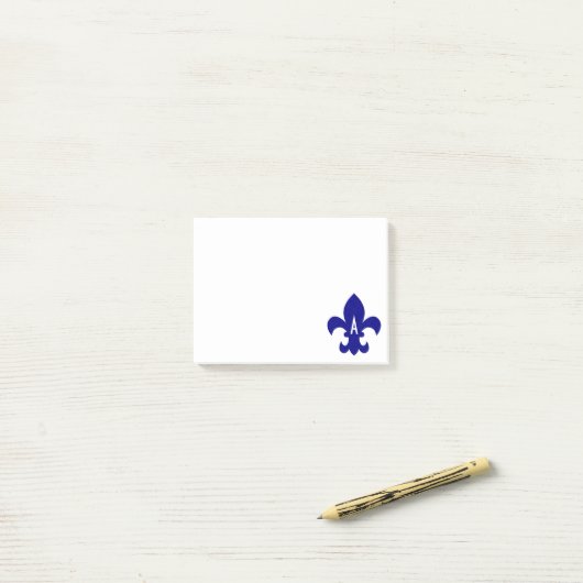 Navy Fleur de Lis Monogram Post-it® Notes (Op bureau)