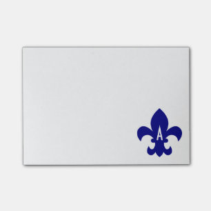 Navy Fleur de Lis Monogram Post-it® Notes