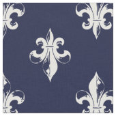 Navy Fleur De Lis Pattern Stof (Close Up)